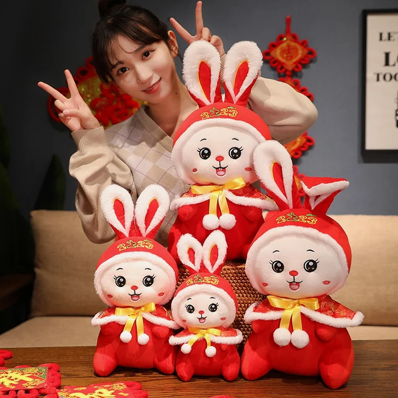 Year Of The Rabbit Mascot 2023 Plush Cape Rabbit Gift Lunar New Year Celebration Festival