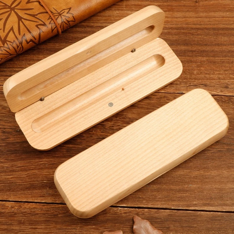 Wooden Pen Display Stand Case Foldable Pencil Box Holders Ballpoint Fountain Pen Organizer Stationery School Office Supplies