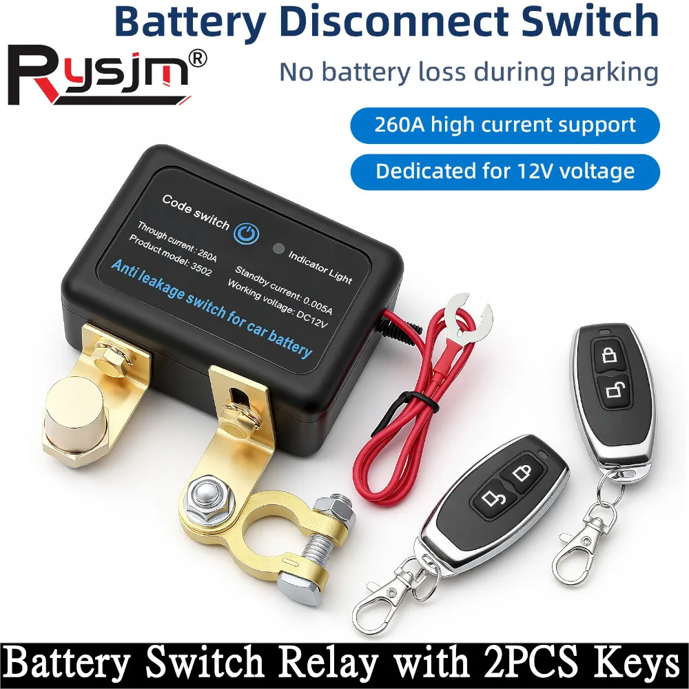 1PC 260A Car Automatic Power Shut off Switch Remote Battery Disconnect Kill Switch for Car Truck SUV DC 12V Car Accessories