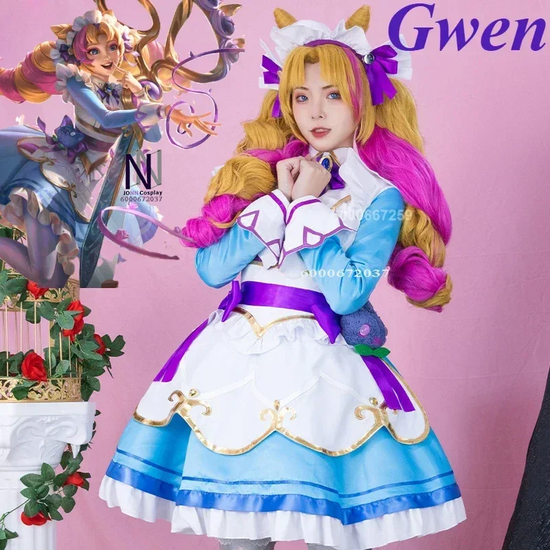 Game League of Legends/LOL Gwen Cosplay Kostuum Cosplay Anime Cafe Cutie Sweet Lolita Jurk Meid Outfit Voor Vrouwen meisjes