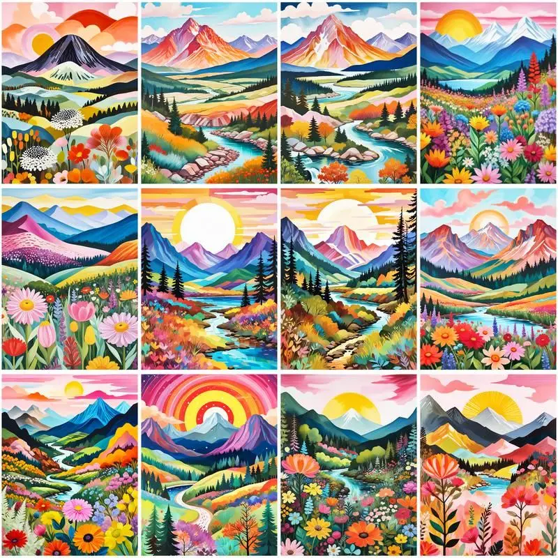 

GATYZTORY Diy Oil Painting By Numbers Kit Color Mountain Scenery Acrylic Diy Numbers Painting Art On Canvas By Numbers Home Deco