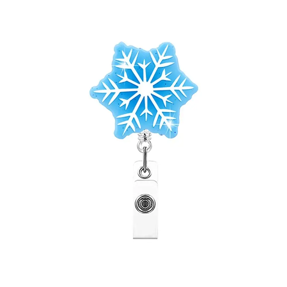

Christmas Retractable Nurse Badge Holder Santa Claus Retractable Christmas Acrylic Badge Reel Glitter Acrylic ID Card Lanyards