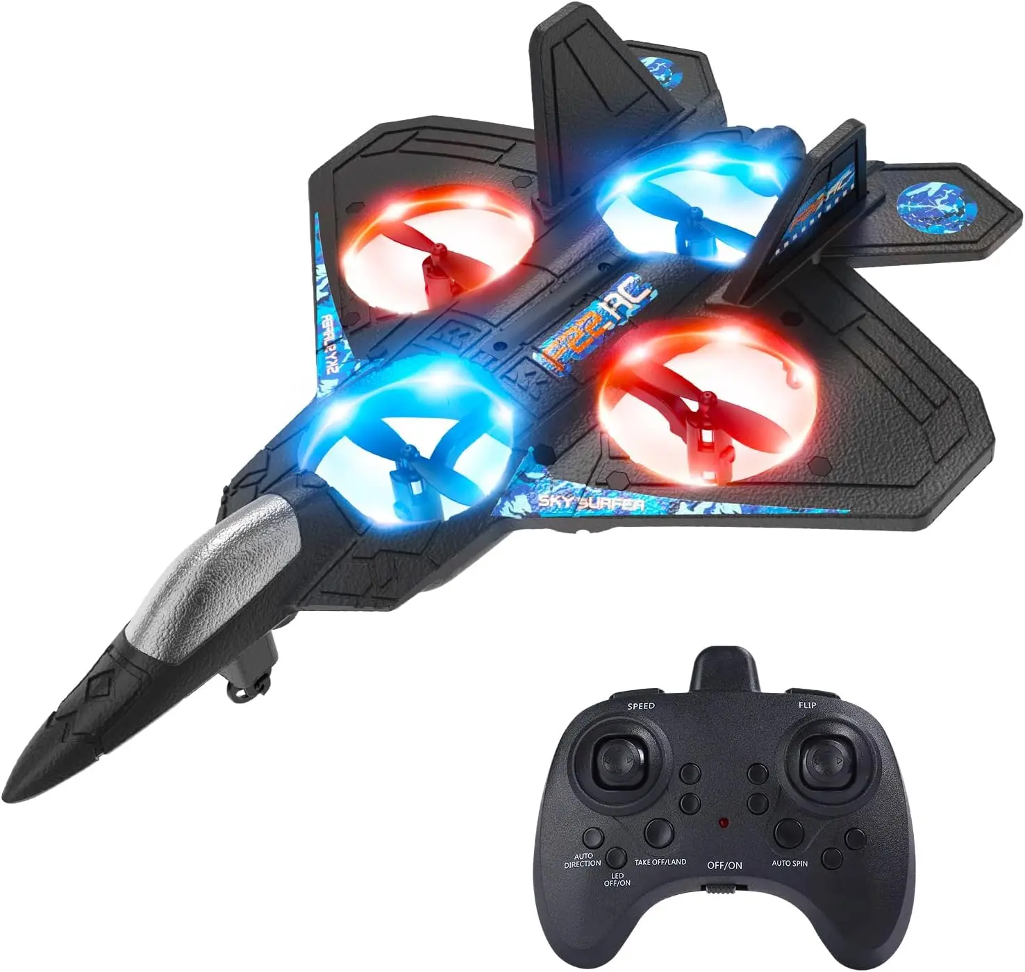 

Foam Drone RC Airplane for Kids and Beginners Remote Control Plane Fighter Jet with Light Auto Hovering 360° Flip and 1Batteries