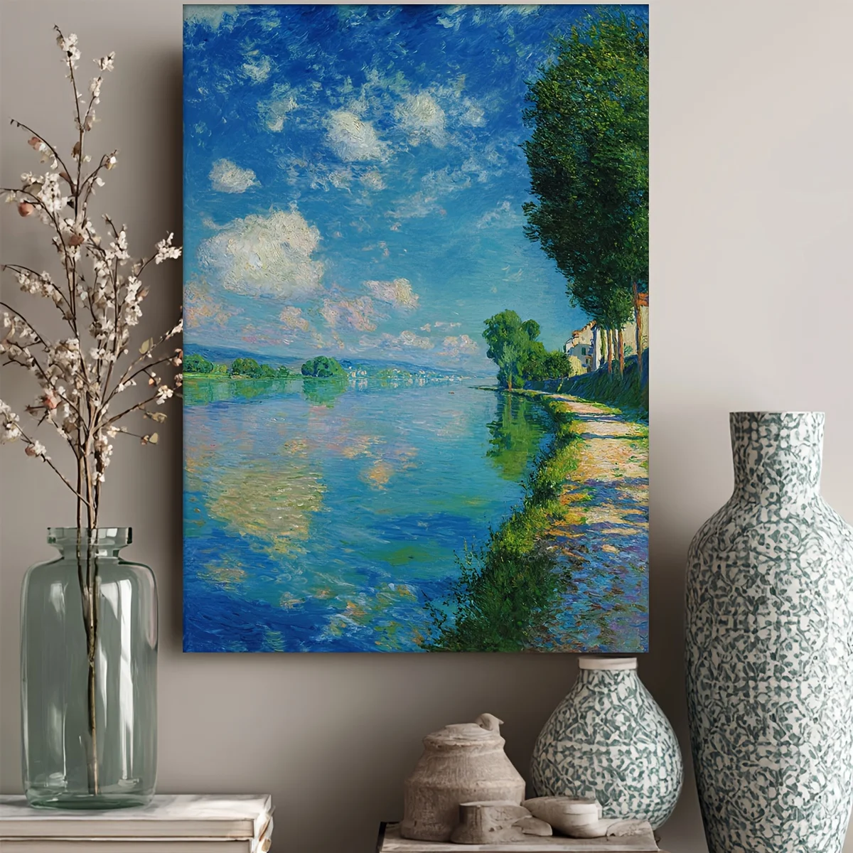 (No frame)1pc Framed Claude Monet Water Lilies Oil Painting Poster - 12x16 Inch Impressionist Landscape Art Print on Wrapped