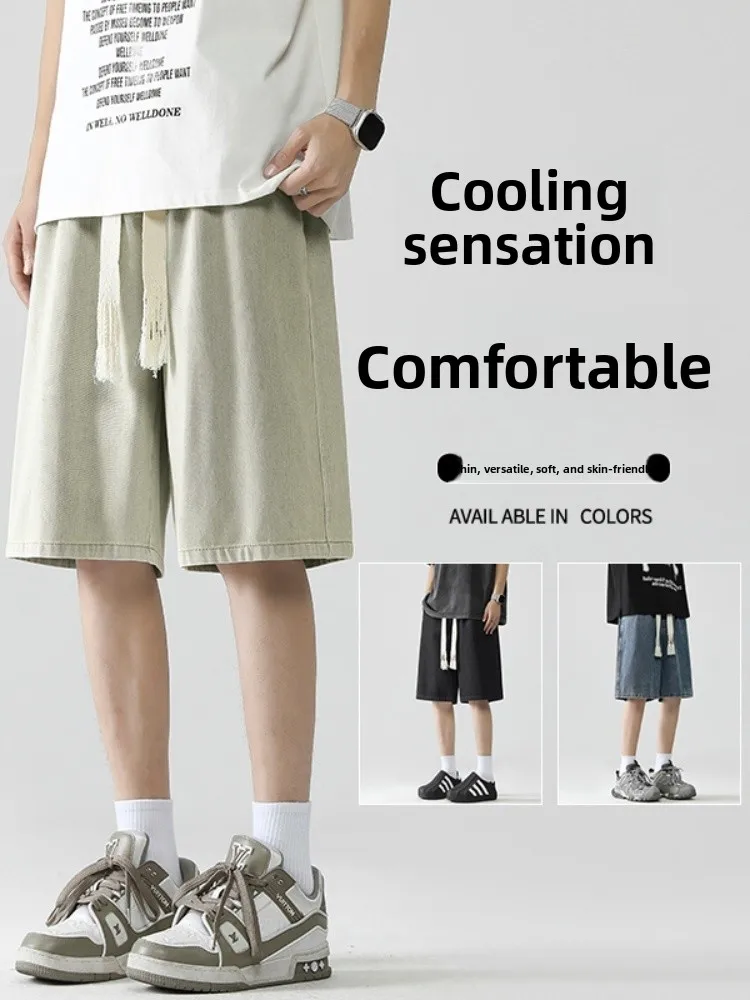 

Summer Thin New Men's Denim orts Waed Five-Point Loose Straight American High Street Wear Resistant Micro Stretch