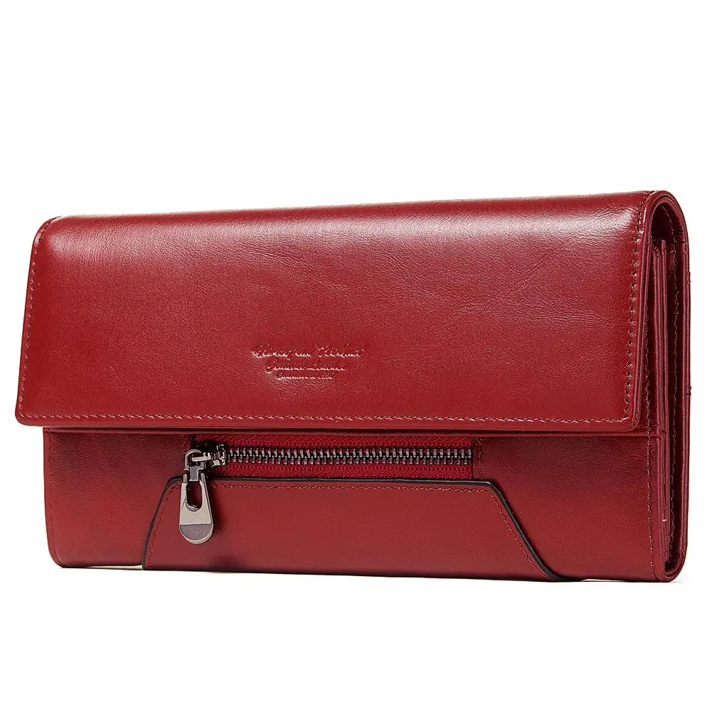 HUMERPAUL Fashion Women Genuine Leather Wallet RFID Blocking Tri-fold Credit Card Holder Luxury Long Female Phone Clutches