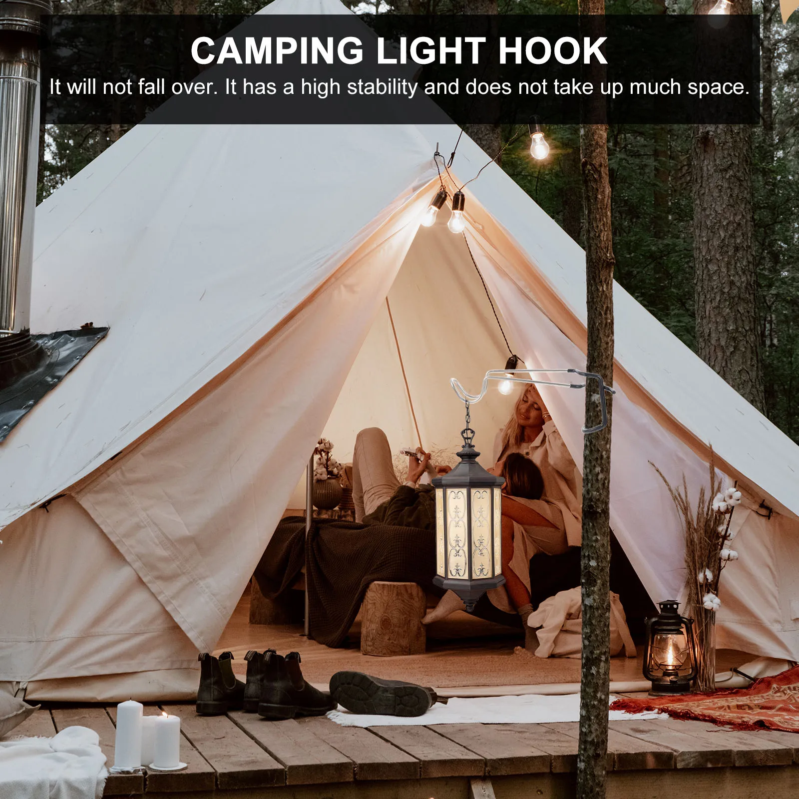 

Stainless Steel Tent Hook Lamp Hanger for Camping Outdoor Lantern Hooks Holder Durable Stable Non Rust Small Tools Camping Gear