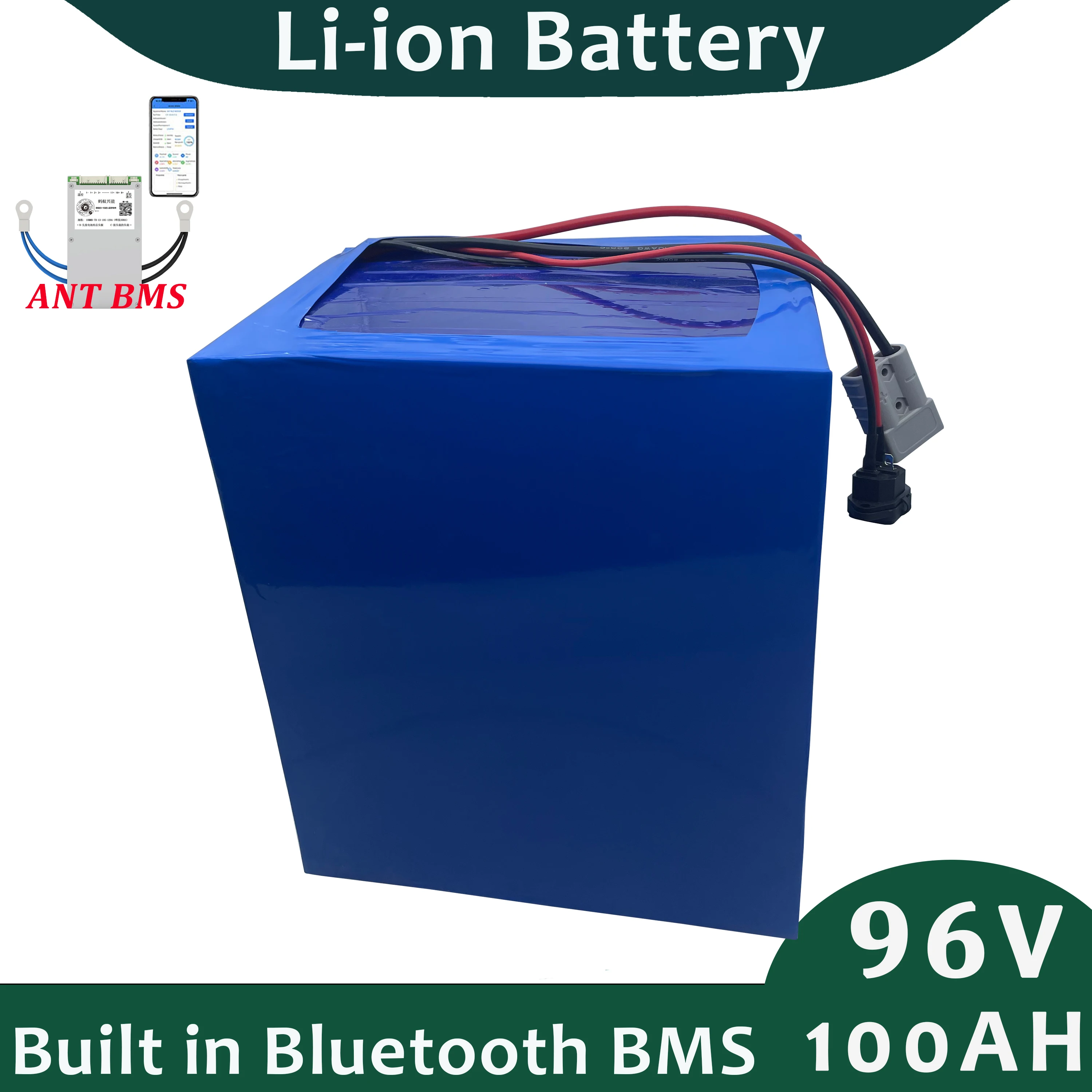 96V 100AH Lithium Ion Battery Built In Bluetooth BMS For Electric Car