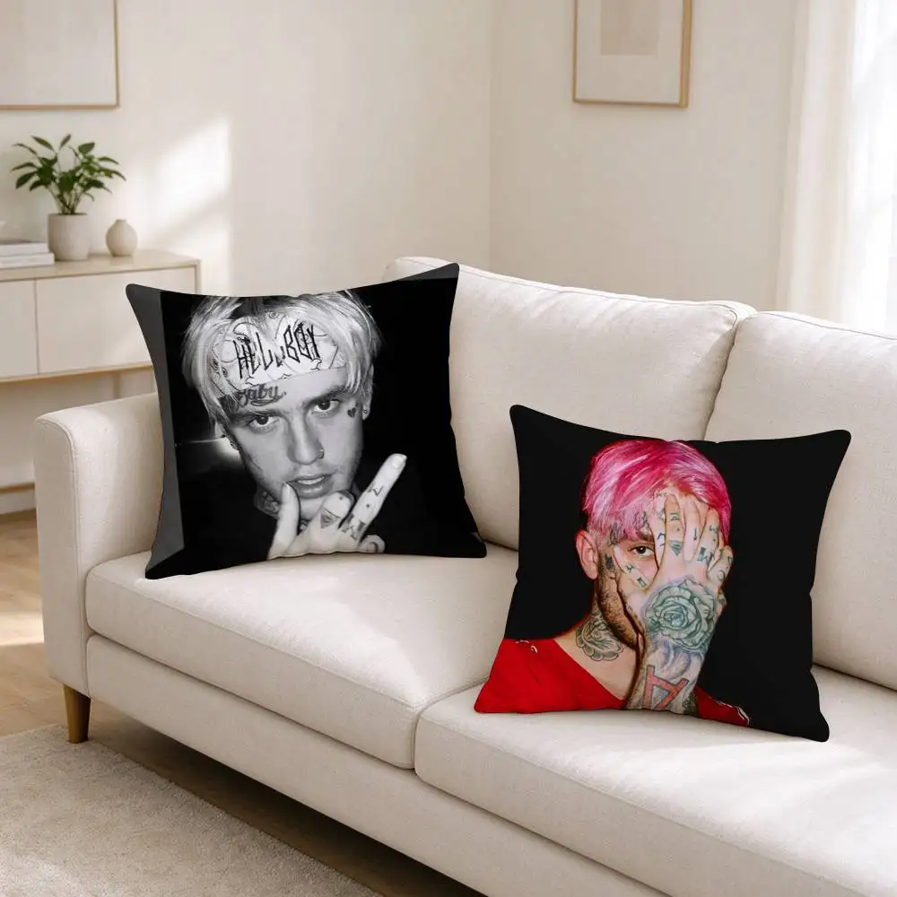 R-Rap Icon Lil Peep  Pillow Case Square Double-Sided Sofa Cushion Cover Bedroom Bedside Pillow