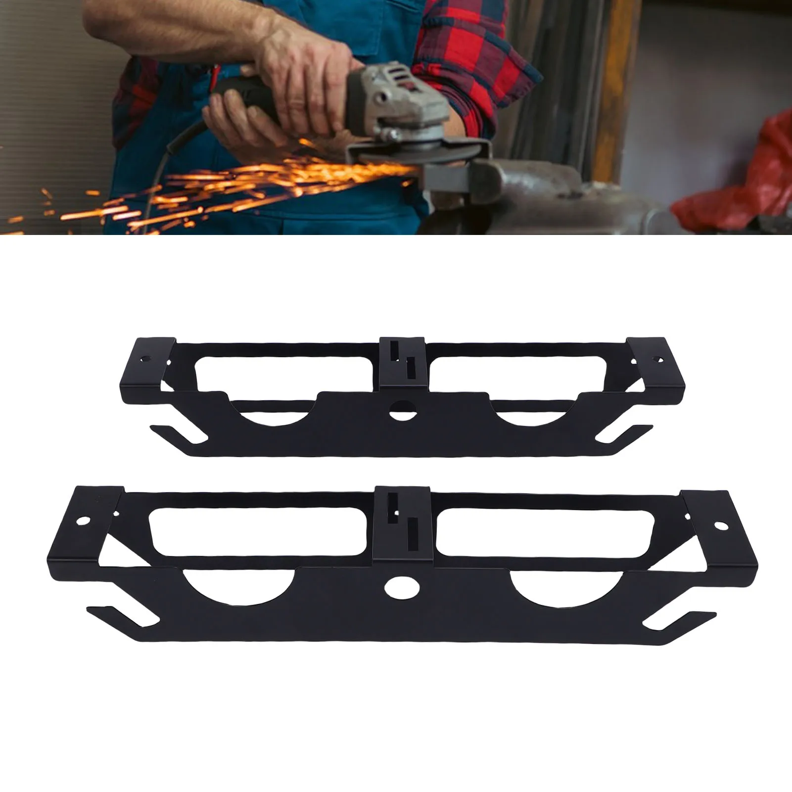 

Комплект из 2-х настенных кронштейнов для угловых шлифовальных машин из легированной стали с порошковым покрытием, многофункциональные, экономящие место, с крюком для шнура, для мастерской