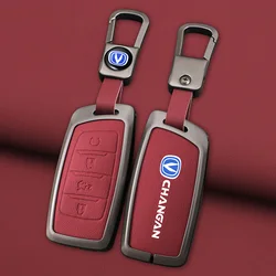 Zinc Alloy Leather Car Remote Key Case Cover Shell Fob for Changan Hunter F70 CS35 CS75 PLUS CS85 COUPE CS95 Protector Keychain