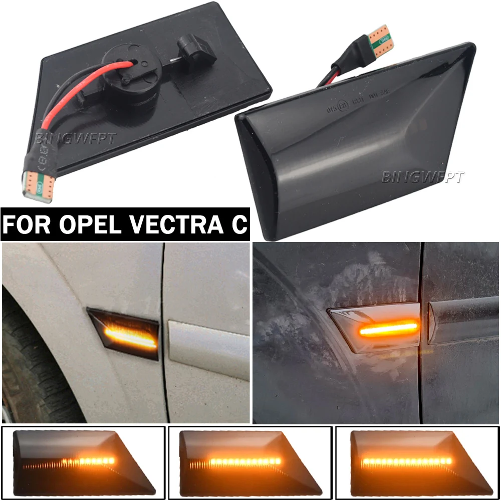 

2pcs Dynamic Blinker LED Turn Signal Side Marker Light For Opel Vectra C 2002-2008 Signum 2003 Flowing Water Repeater Lamp