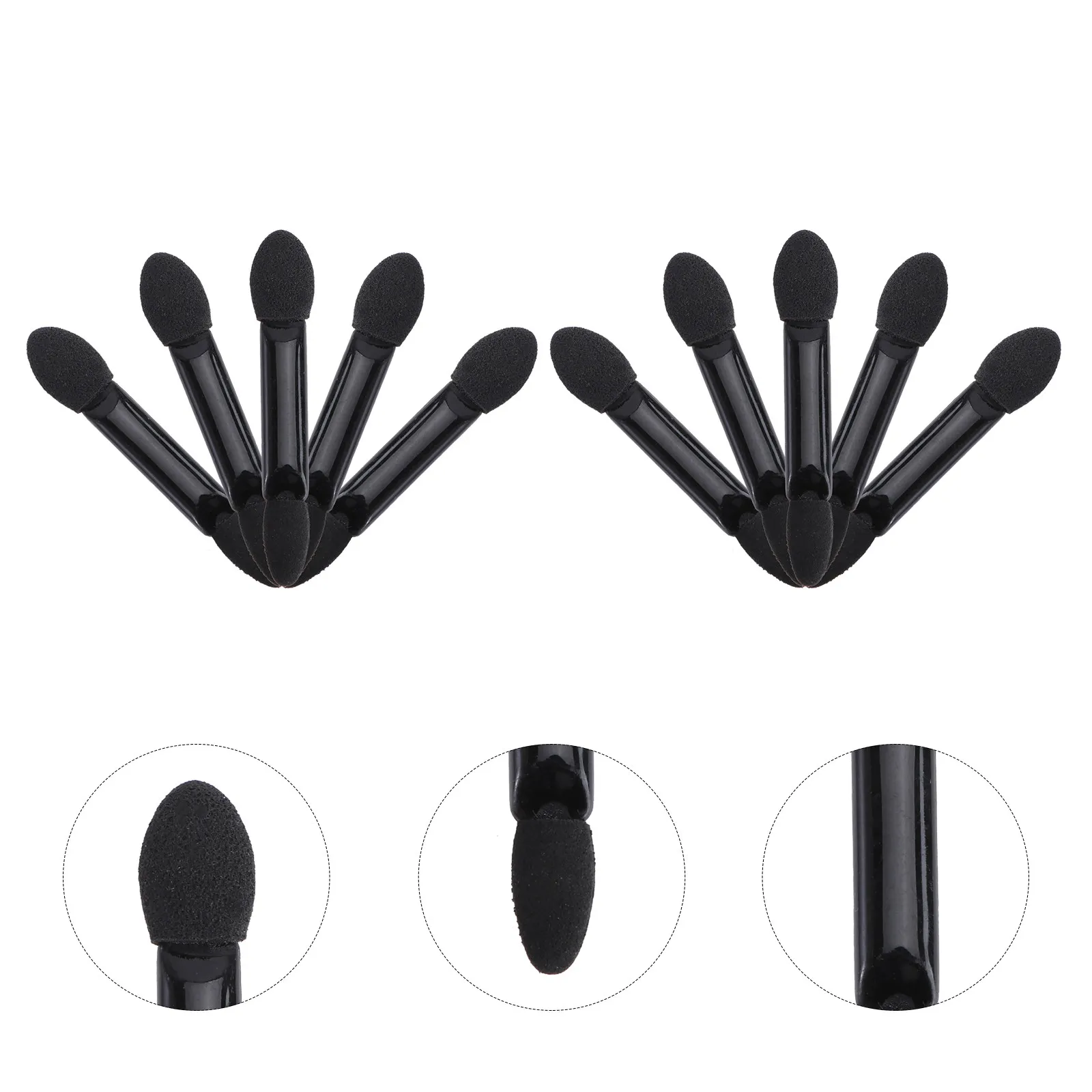 Disposable Eyeshadow Brush Dual Ended Sponge Applicator with Ergonomic Black Handle Latex Oval Tips for Seamless Blending Eye