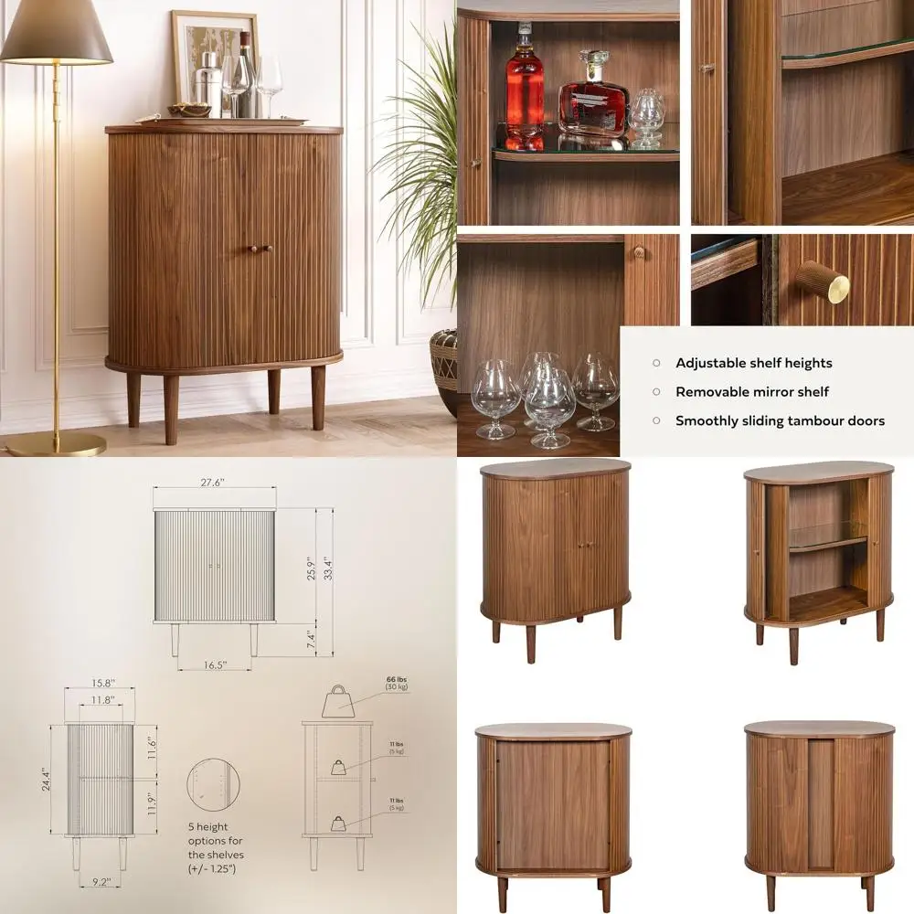 

Буфет для кофе и вина Walnut 28 с раздвижной дверцей и регулируемыми полками