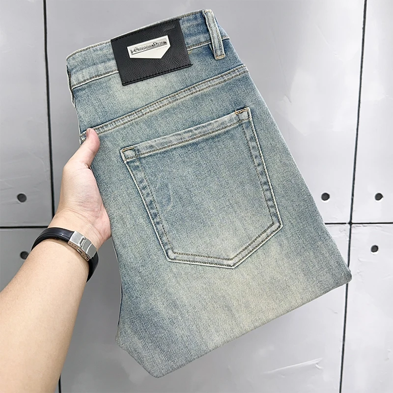 

New Town Men's Jeans Casual Straight Leg Elastic Spring Hong Kong High End Thirteen Rows Versatile Comfortable Long Pants