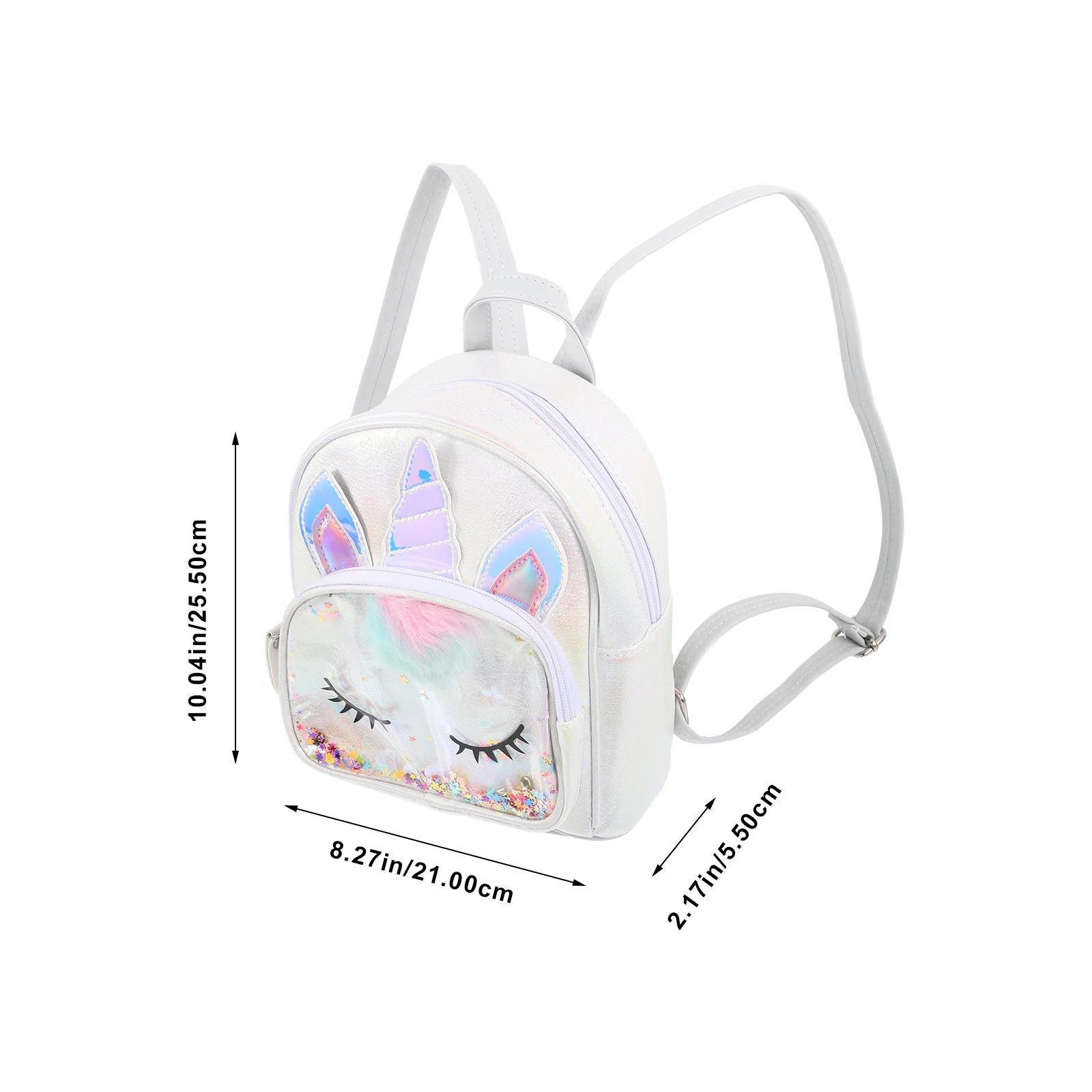 Sequin Unicorn Backpack Silver Shiny Fashion Casual Travel Small School Bag Lightweight Satchel Student Bookbag