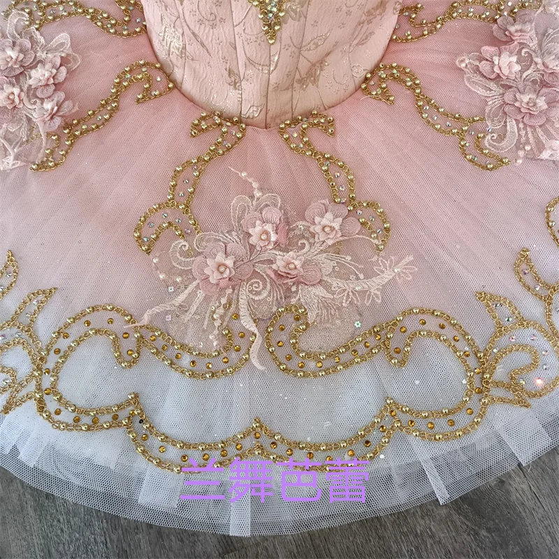 Professional Kids Girls Child Competition Performance Wear Glitters Fairy Dance Dress Gradiant Pink Purple Ballet Tutu Costumes