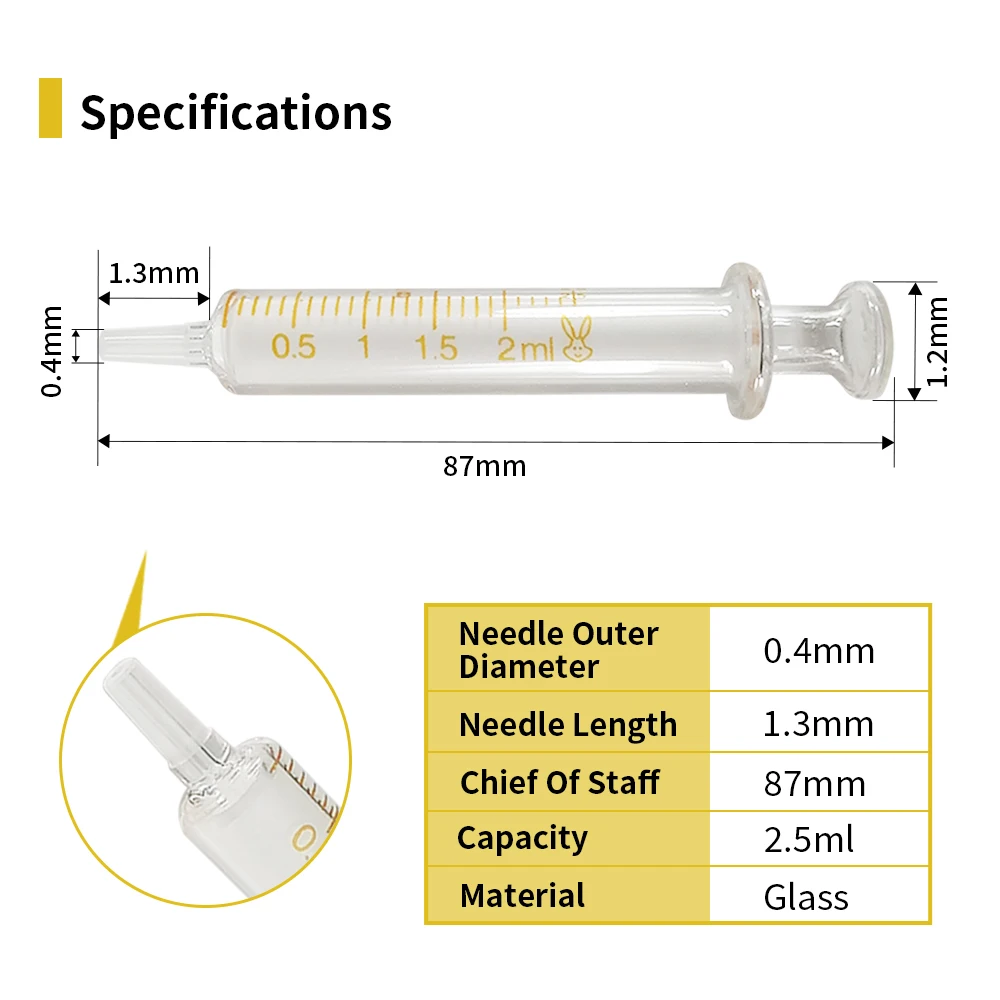 10pcs 2.5ml 2ml No Rubber All Glass Syringe Reuseable for Perfume Dispensing Luer Slip Injector Lab Sampler