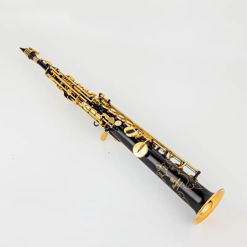 Made in Japan 875EX Brass Straight Soprano Bb Flat Sax Saxophone Woodwind Instrument Natural Shell Key Carve Pattern with Carryi