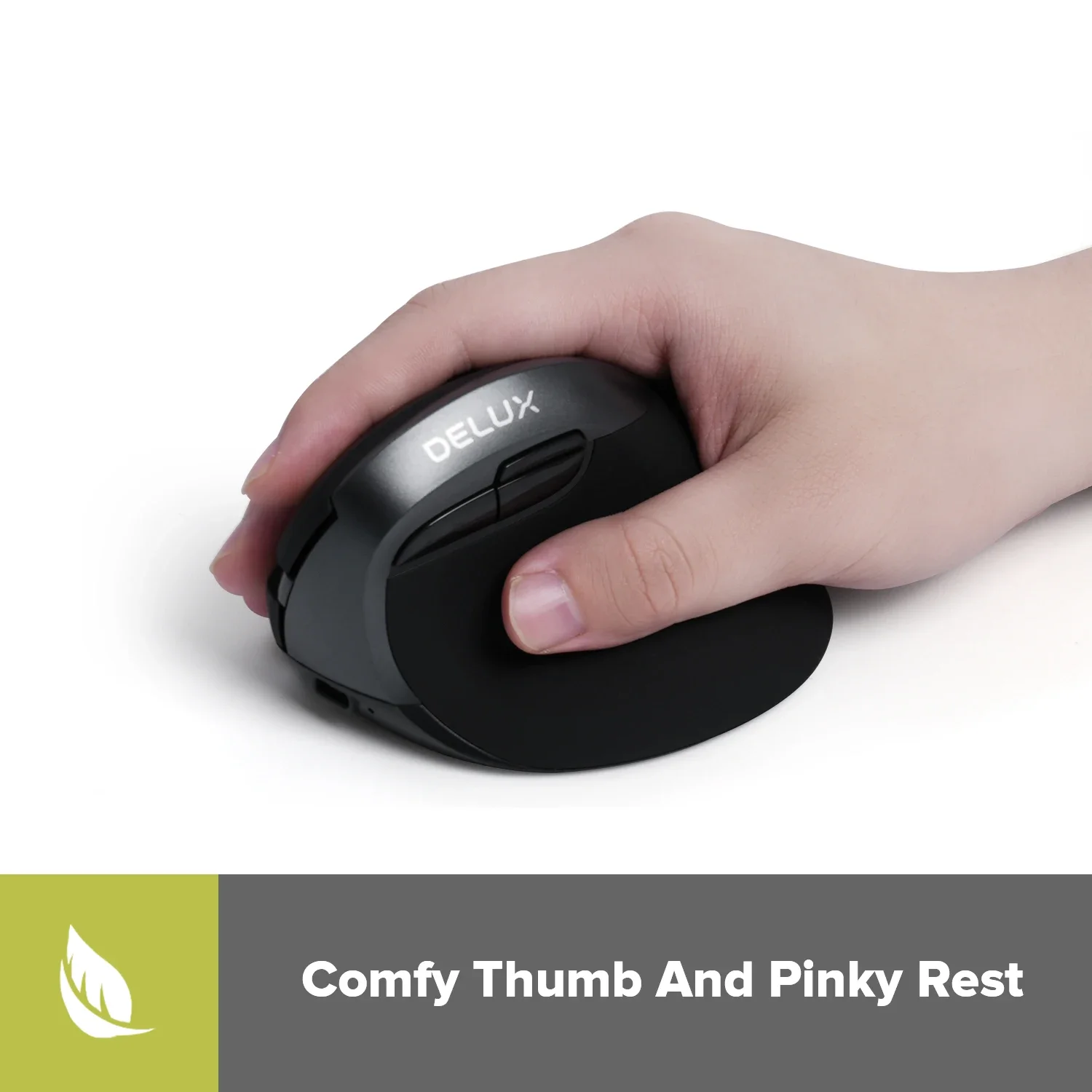 Delux M618 Mini Ergonomic Mouse Wireless Vertical Gaming Mouse White Bluetooth 2.4GHz RGB Rechargeable Silent click Mice Office