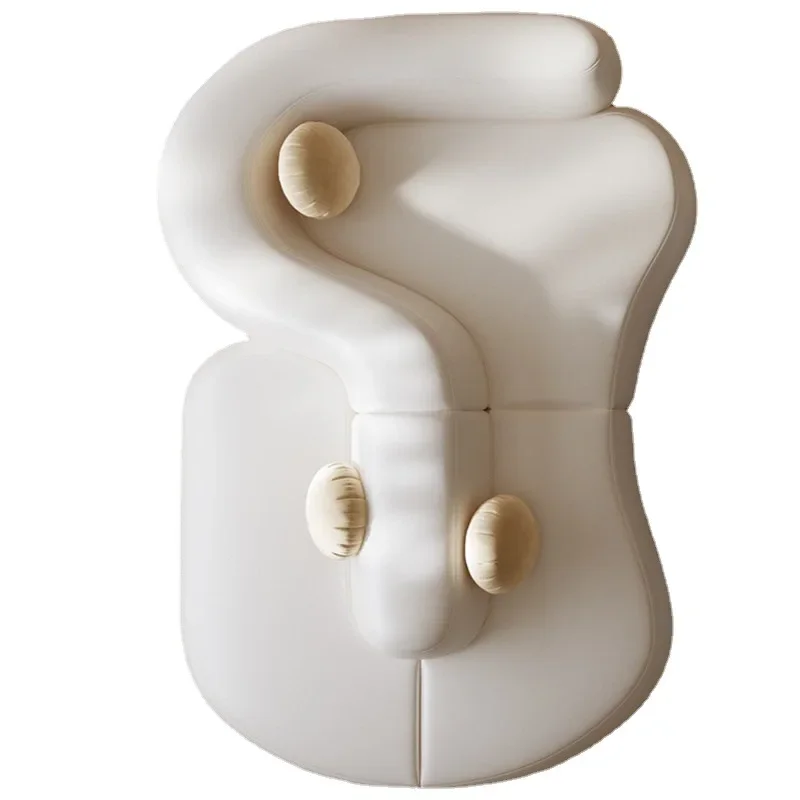 

Light luxury leather sofa, double-sided seat bag French cream style, sofa