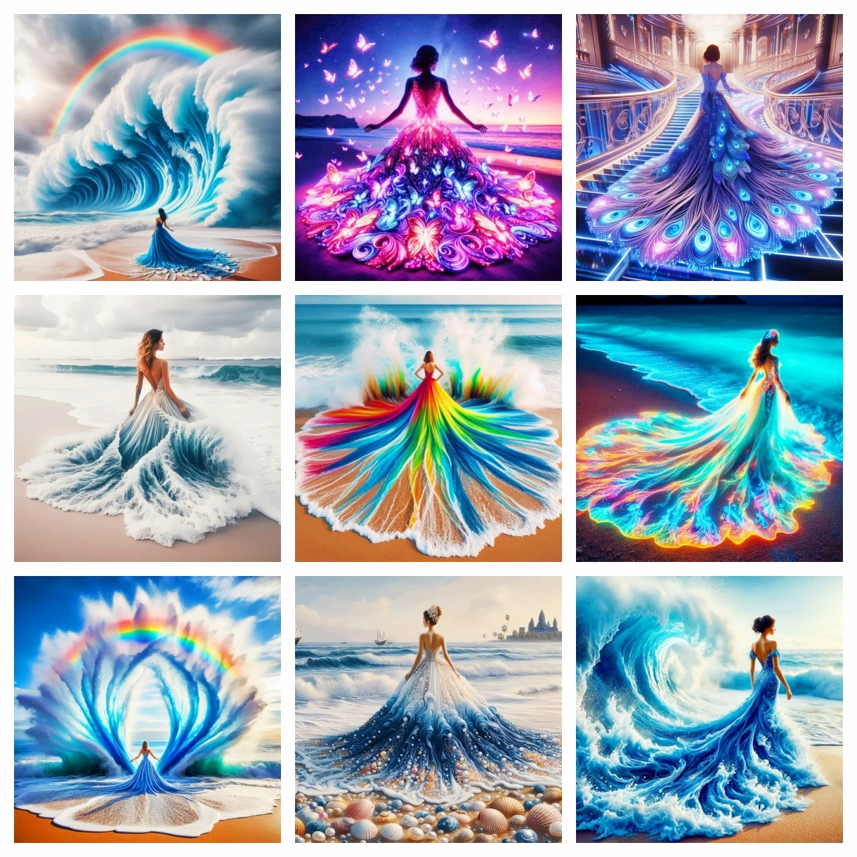 

DIY Diamond Painting Evening Dress Woman Seaside Scenery Art Cross Stitch Kit Embroidery Mosaic Craft Home Decor Children Gift
