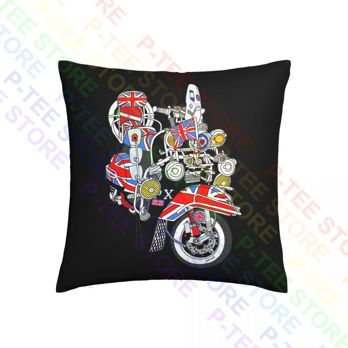 Cozy Scooter Mod Union Jack The Jam Paul Weller Quadrophenia Trojan Records Throw Pillow Cover Pillowcase Thickened