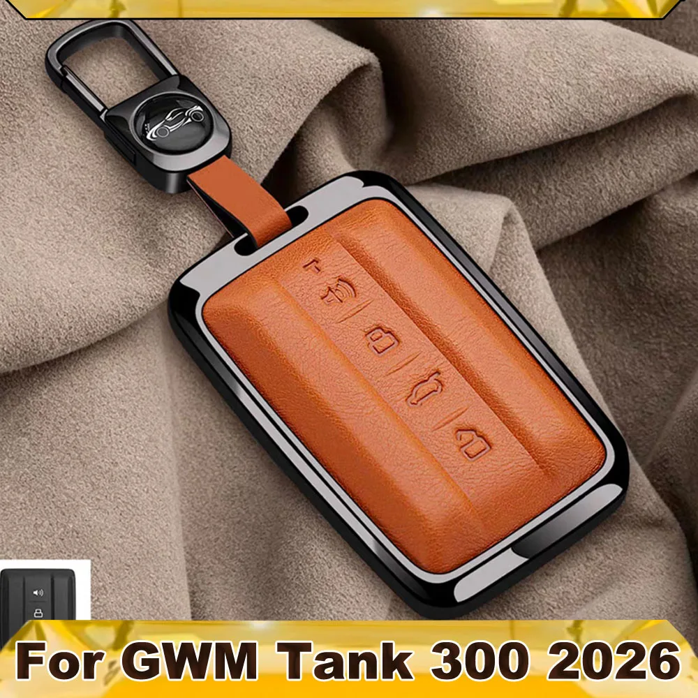 Tank Car Key Cover For Tank 300 2026 400Hi4T 500Hi4Z 700 800 Metal Leather Full Protective Key Case With Keychain
