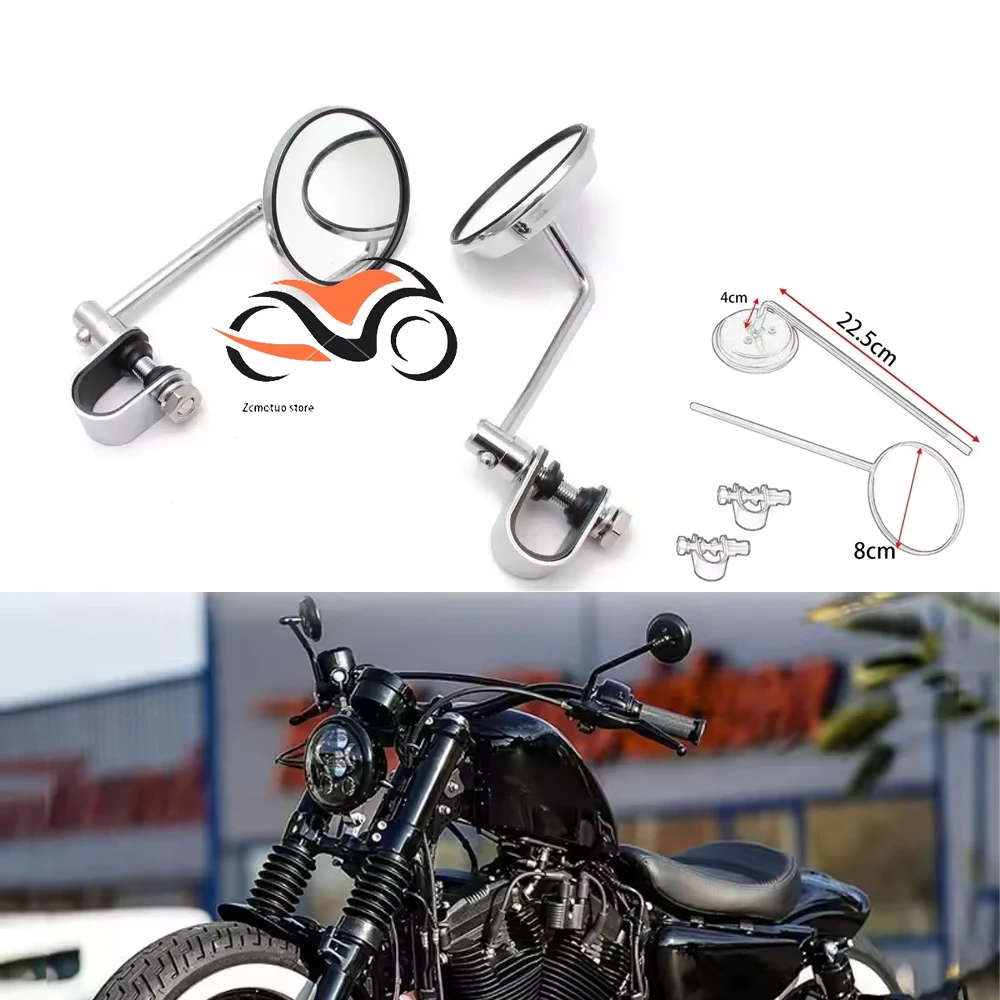 

Black Round Motorcycle Rearview Side Mirrors For Harley Softail Dyna Bobber Chopper Sportster XL1200 XL883 Tour Glide FLT