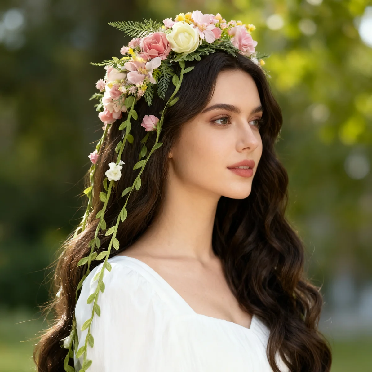 

AWAYTR Rattan Flower Vines Crown Headband for Bride Wedding Hair Accessories Girls Bohemian Floral Wreath Head Band Headwear