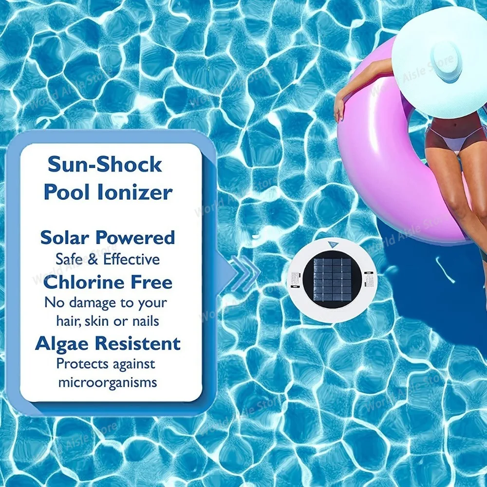 Solar Power Swimming Pool Purifier Solar Pool-Ionizer Swimming Pool Water Algae Inhibition Chlorine-Free Water Processor