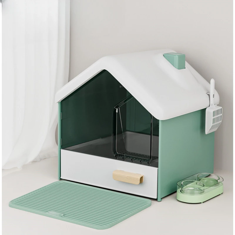 

High Beauty Cat Litter Box Snowy House Style Cats' Toilet Convenient Drawer Kitten Sandbox Odor And Splash Proof Pets Supplies