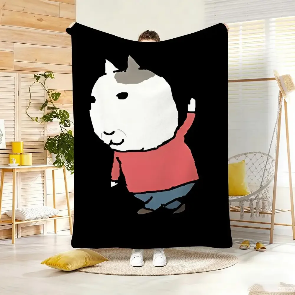 Cartoon V-vintage Throw Lightweight 240g Flannel Blanket Soft Skin-friendly for Summer Cooling