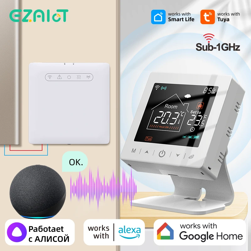 Tuya RF wireless smart home wifi boiler thermostat receiver heating temperature remote controller programmable thermoregulator