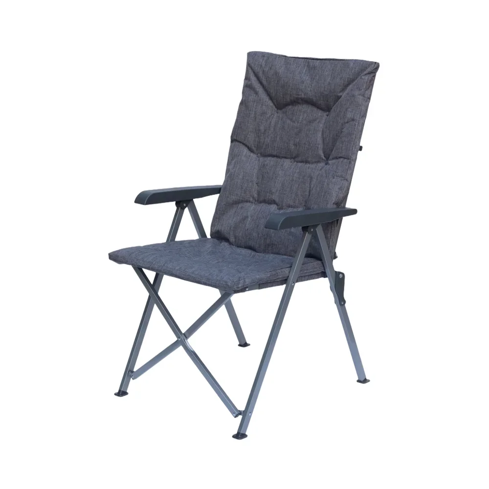 fm-Outdoor Light Weight Foldable Portable 4-Level Adjustable Metal Reclining Camping Beach Chair With Cotton Padding