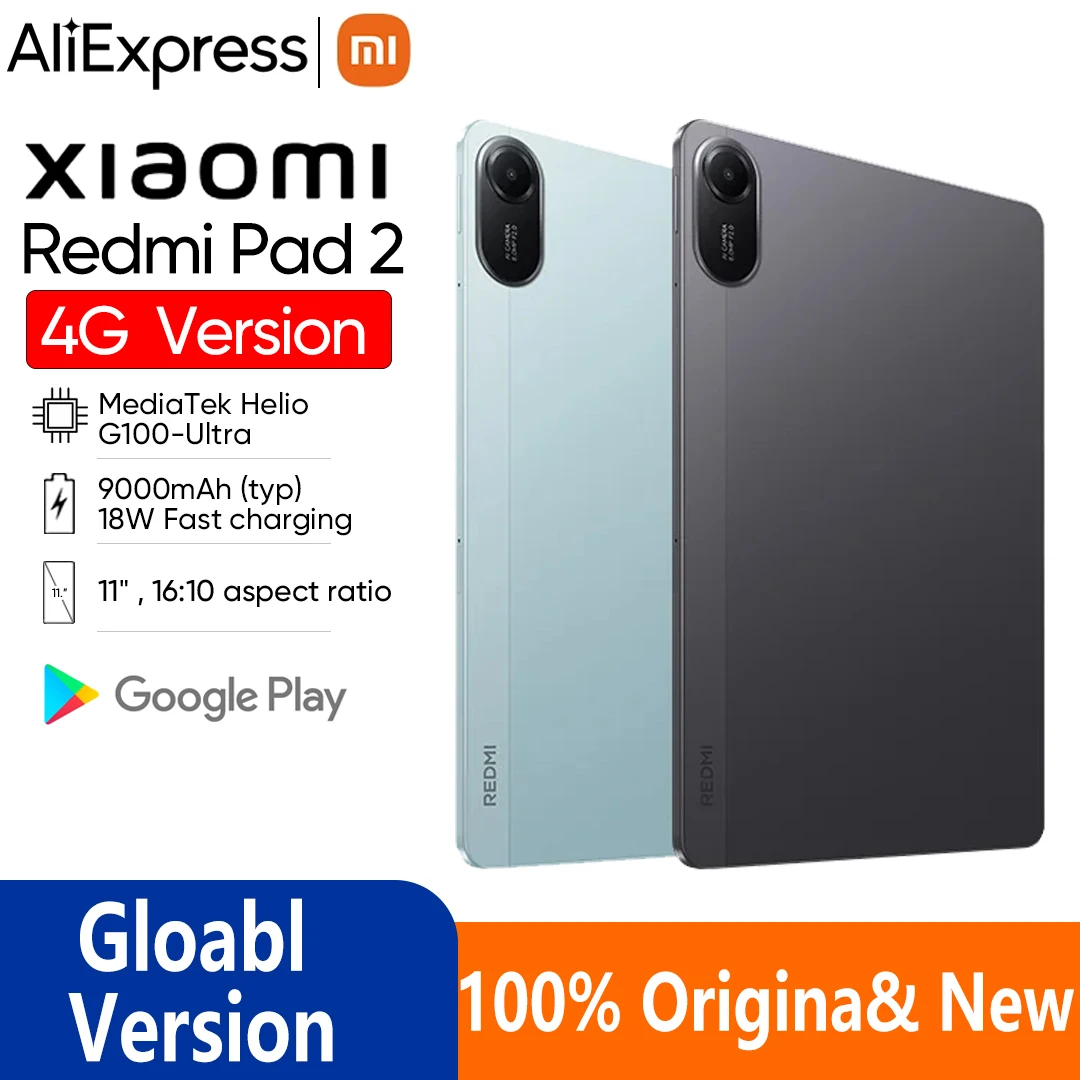 

Xiaomi redmi pad2 4G Tablet Advanced Helio G100-Ultra 11-дюймовый кристально чистый дисплей 2,5K, аккумулятор 9000 мАч, Mi Tablet PC