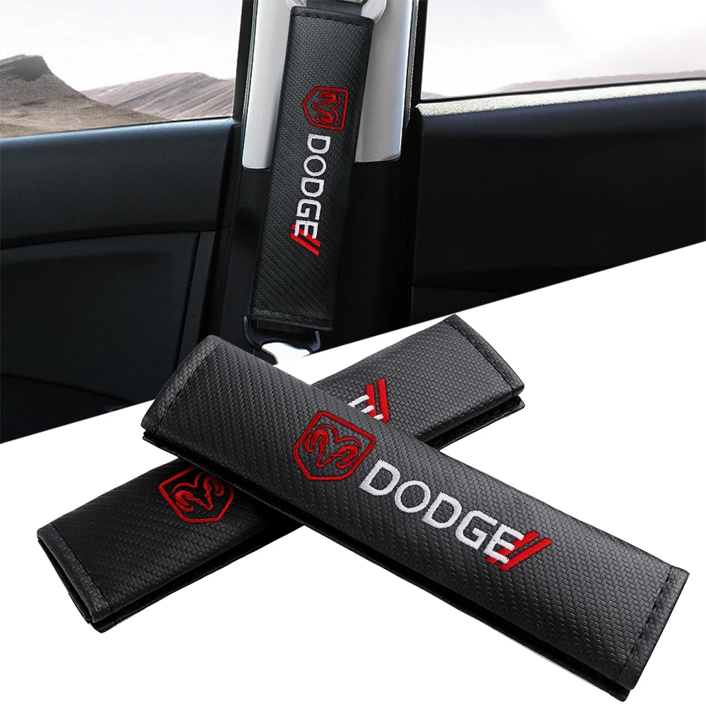 1/2 Piezas de Almohadillas Protectoras de Cuero para Cinturón de Seguridad de Coche, Accesorios Interiores para Dodge Durango, Caliber, Dakota, Neon, SXT, Ram, Dart, SRT