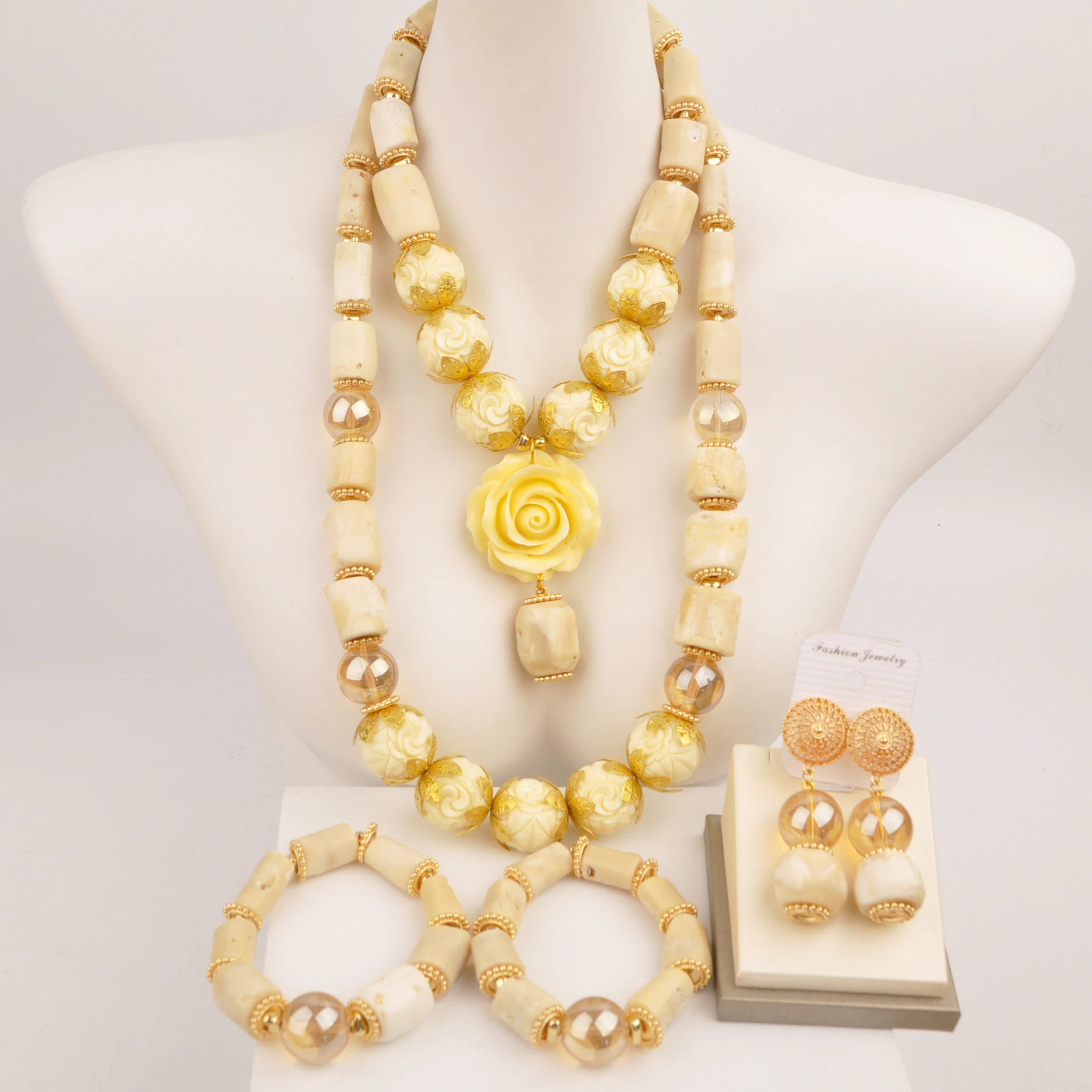 

Natural White African Coral Necklace Nigerian Wedding Coral Beads Jewelry Set