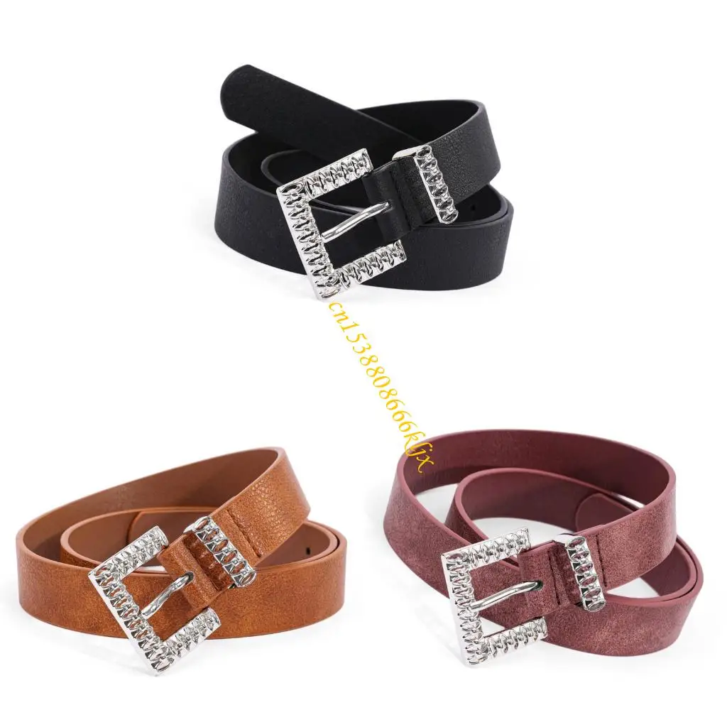 Domande da donna con fibbie quadrate in flessibile in pelle flessibile in pelle regolabile cinturino 066c