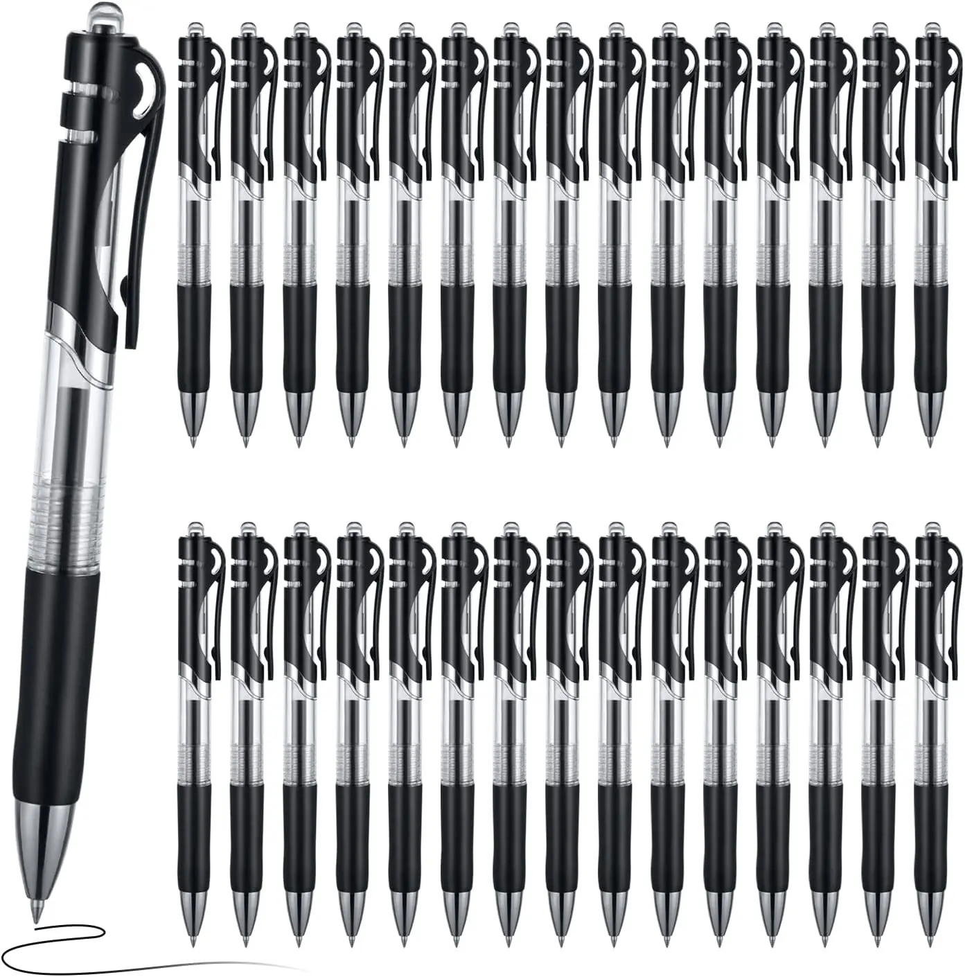 

Black Gel Pens, Rollerball Gel Ink Pens For Journal Notebook Writing Office School Supplies