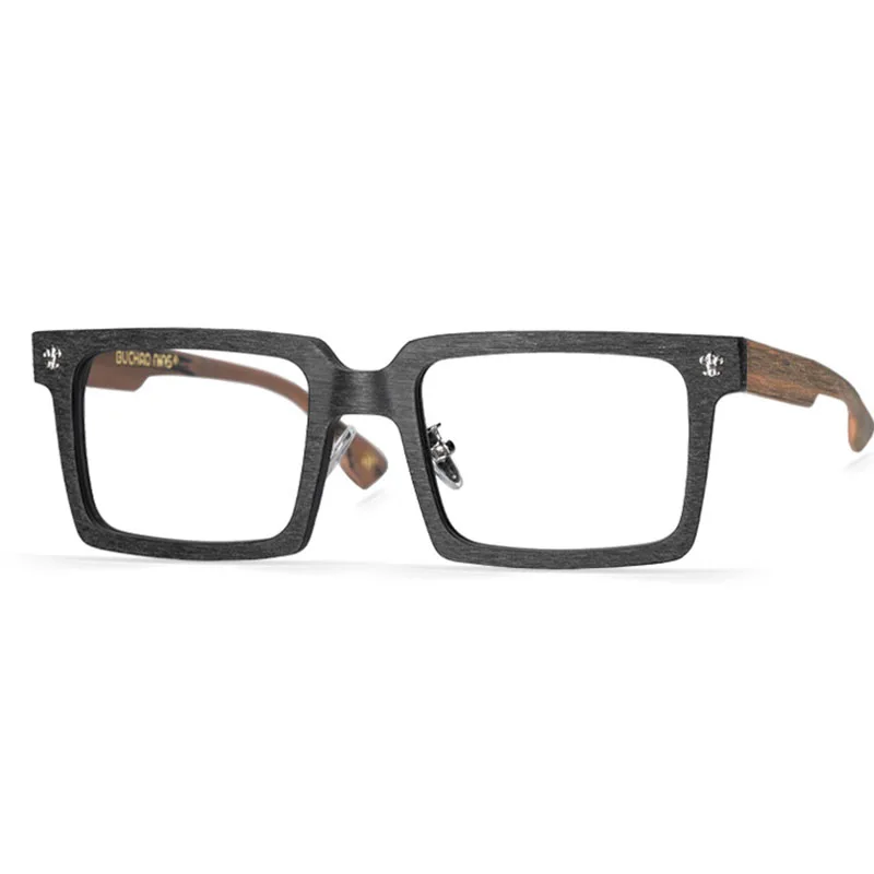 HDCRAFTER Retro Square Optical Eyewear Frame Men Wood Oversized Prescription Myopia Glasses Frames graduated lenses oculos