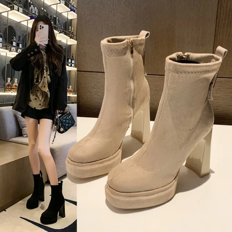 

Woman Shoe New in Fashion Platform Boots Ladies High Quality Luxury Women Leather Boots Super High Heels Boots Women 2026 New