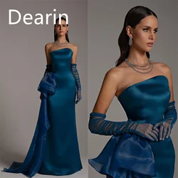 Customized Prom Dress Dearin Strapless Column Floor Length Skirts Vertically Sleeveless Bespoke Occasion Dresses Evening Formal