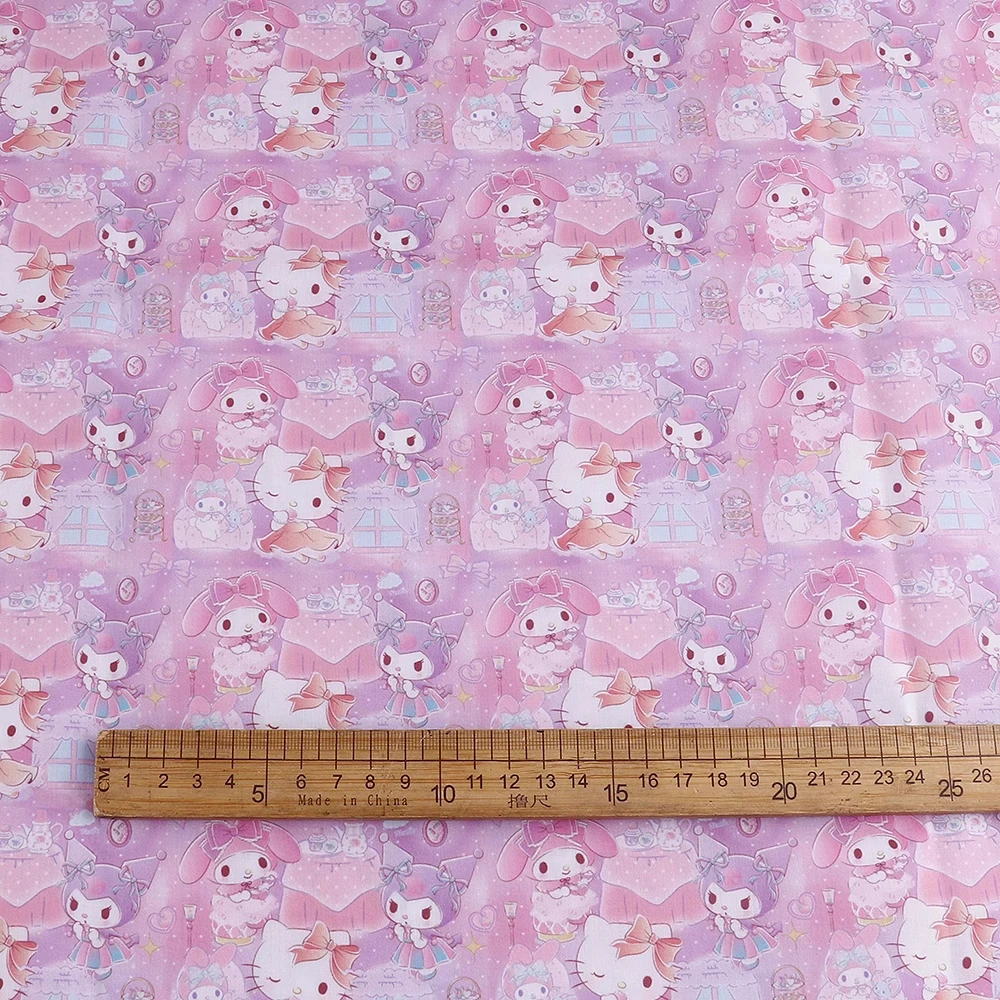 45*140cm Japanese Anime Hello Kitty Peripherals Polyester Fabric DIY Sewing Patchwork Quilting Kids Clothes Material