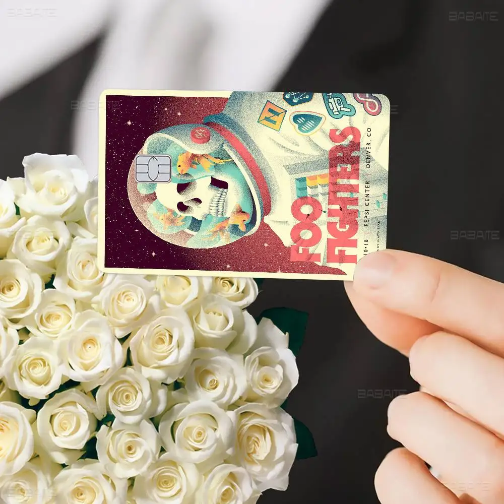 غطاء حماية من الجلد لفرقة Foo Fighters Band Game Anime للجانب الأمامي لبطاقة الائتمان الصغيرة الكبيرة بدون رقاقة