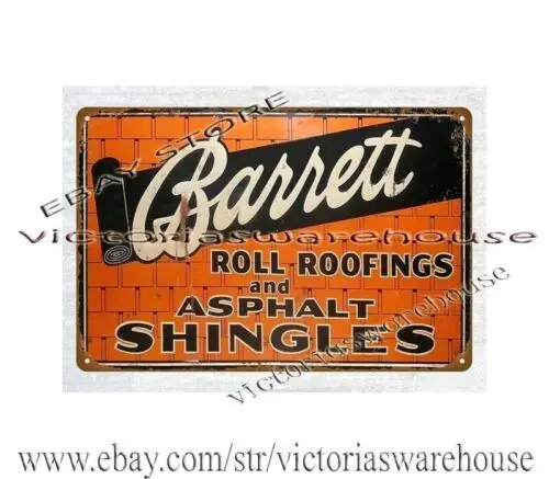 BARRETT Roll Roofings metal tin sign garage shop wall restaurant wall decor pub