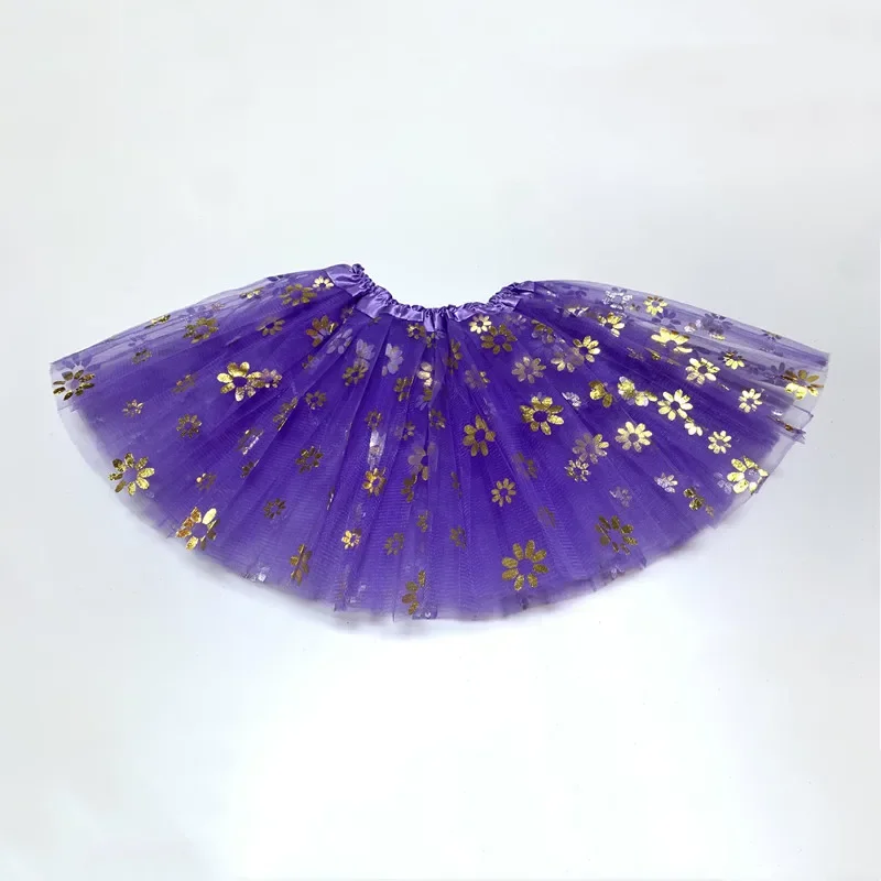 Kids Baby Flower Glitter Dance Tutu Skirt For Girl Floral 3 Layers Tulle Toddler Pettiskirt Children Chiffon 2-8T