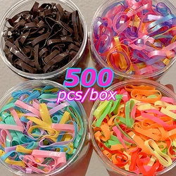 500pcs Kids High Elasticity Thicken Disposable Rubber Bands Girls Pigtail Holder Hair Ties Colorful Hair Bands Hair Accessories