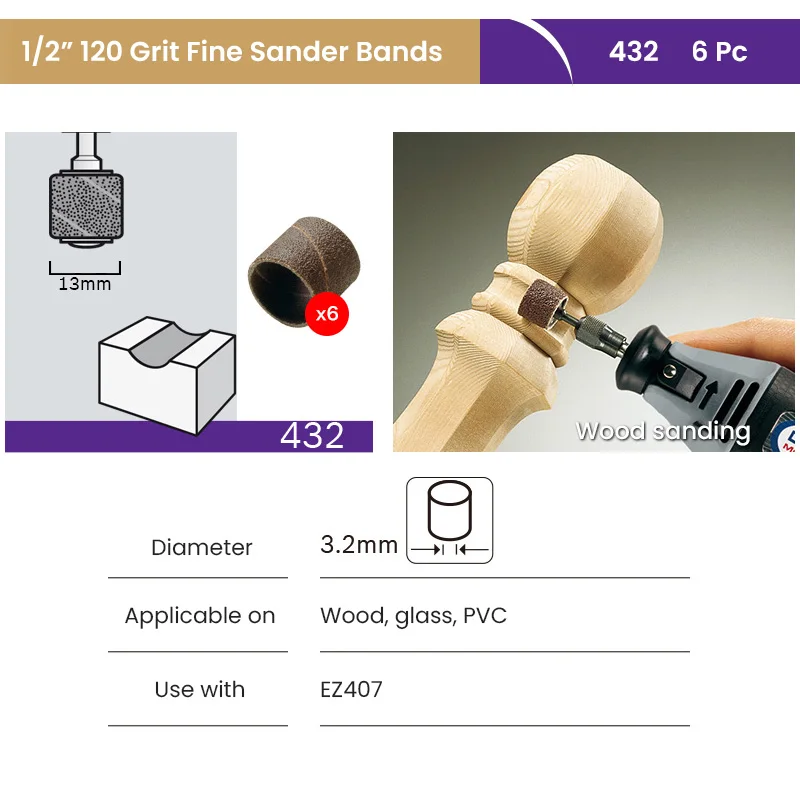 Dremel EZ Lock Sanding Band Mandrel Drum Mandrel Finishing Abrasive Buffs Flapwheel Faster Accessory Changes