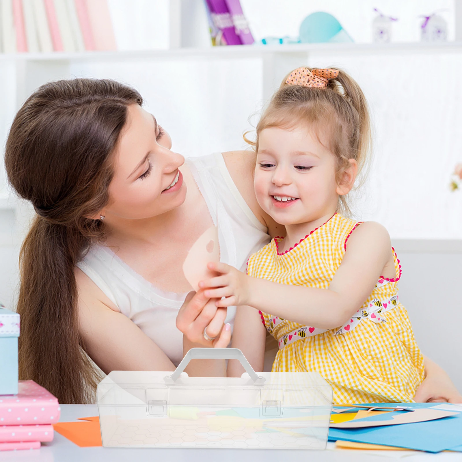 صندوق تخزين بلاستيكي شفاف، منظم شفاف بسعة كبيرة للوازم المدرسية، أدوات فنية، عناصر حرفية، حاويات أقلام الرصاص